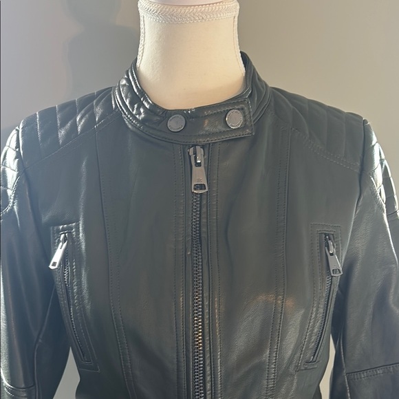 Women's Army Green Vegan Leather Jacket Kenneth Cole XS - Picture 6 of 11